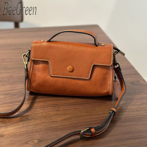 BeeGreen Women Genuine Leather Small Shoulder Bag Retro Square Handbag High Quality Cellphone Sling Bag