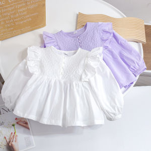 Girls Plain Long Sleeve Blouse