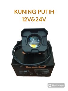12Volt/24Volt Lampu LED Sorot Laser Gun SQL 1 Mata Topi 20Watt 2 Warna Kuning Putih Lampu Tembak Motor Mobil Bis Truk
