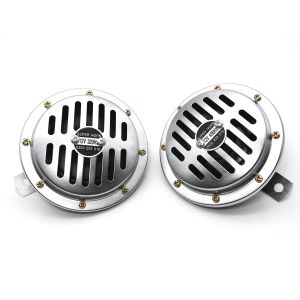 Phổ Loud xe còi loa xe máy Còi kép giai điệu bơm điện lớn không khí sừng 12V off-road lưới tản nhiệt sừng Adapter Bạc