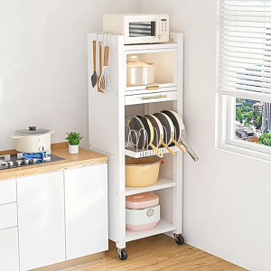 LivinEase Cabinet Rolling Cart Island Trolley with Drawers Multifunctional Microwave Rack Organizer