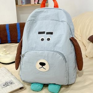 Cute Cartoon Dog Double Shoulder Bag Casual Daypack Parent-Child Bookbag Travel Shopping Commuting Bag Soft Lightweight