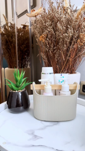 TerraTure Keranjang Sabun Mandi Pegangan Kayu Keranjang Storage Basket Serbaguna Tempat Alat Mandi Aesthetic