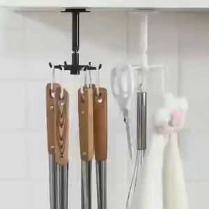 Móc Dán Tường 6 Nhánh Xoay 360 Độ Vật Liệu ABS Cao Cấp-Phụ kiện đồ dùng nhà bếp thông dụng.