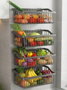 MINGZHIYIFAN | Wall Mount Multifunctional Vegetable Storage Basket