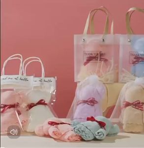 Cute Teddy Bear Folded Towel Hand Towel Cotton Face Towel Mesh Bag GIFT