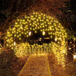 OSIDEN | Solar Icicle Lights Wedding Decoration Fairy Lights String 8 Modes Outdoor Eaves Decoration For Christmas Party Garden Lighting
