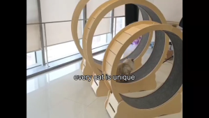 HATELI Wood Cat Exercise Wheel for Indoor Cats Large Silent Cat Running Treadmill Wheel with Carpeted Runway For All Cats
