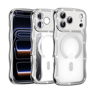 Luxury Diamond Wave Clear Magnetic Case for Magsafe IPhone Air 17 16 15 14 13 Pro Max Plus 17Pro 16Pro Mac Safe Women Girl Cover