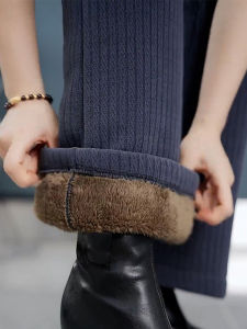 Fleece-Lined Pants Womens Winter Extra Thick Plush One to Get through Winter Heattech Corduroy Cotton Pants Outwear Chenille Loose Pants