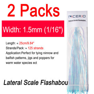 Sợi Flashabou Sóng Gợn Sợi Flash Gliss Bucktail Dùng Cho Việc Làm Mồi Ruồi - Nguyên Liệu Làm Mồi Câu Cá Streamer Chiều Rộng 1mm Chiều Dài 25cm