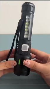 Đèn Pin LED Laser Có Thể Sạc Lại Đèn Pin Di Động Công Suất Cao Có Thể Thu Phóng Màn Hình Kỹ Thuật Số Đèn Pin Siêu Sáng Tầm Xa Chống Nước Đèn Khẩn Cấp Ngoài Trời