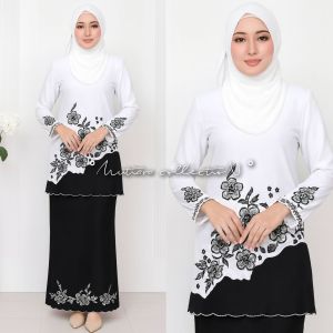 SETELAN BAJU KURUNG BORDIR BUNGA TIMBUL LAMBAK
