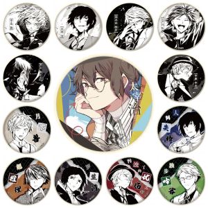 58mm Anime Bungo Stray Dogs Nakajima Atsushi Kunikida Doppo Ryunosuke Akutagawa Cosplay COSTUME Badge Pin SPTE Tinplate Brooch