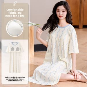 Miiow | Cat Woman Sleepwear Summer Thin Soft Casual Home Clothes Womens Dress With Chest Pad Outdoor Wearable Mid-Length Midi Dress