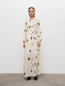 Autumn 2025 Elegant Simple Celebrity Polka Dot Loose Dress Two-Piece Set Midi Dress for Ladies Casual Commute Vintage Style