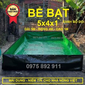 Bể bạt nuôi ốc ếch cá lươn 5x4x1 - loại xanh bộ đội xuất khẩu