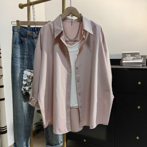 Spring Autumn New Style Simple Letter Embroidery White Shirt Women Casual Loose Fashionable Pure Cotton Shirt Cardigan Outerwear