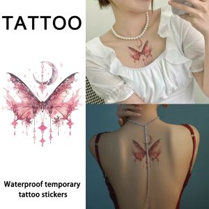 Purple and Pink Butterfly Waterproof Temporary Tattoo Sticker for use on chest and arms Long-lasting Realistic Fake Tattoo