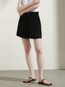 Miccbeirn | กางเกงขาสั้นทรงหลวมสีดำ ทรงเข้ารูป สไตล์เรียบง่าย กระดุมเดียว กางเกงขายาวลำลองสำหรับผู้หญิง ฤดูร้อน 2023