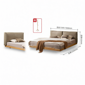 YUANSHI YUANSU | Suspended Modern Minimalist Double Bed Oak Fabric