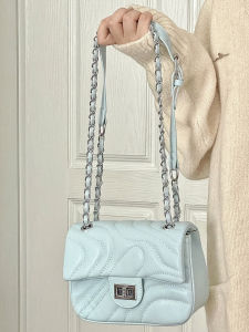 2025 New Small Quality Bag Embroidered Lock Buckle Chain Fashionable Shoulder Crossbody Bag Candy Recall PU Leather Korean Style