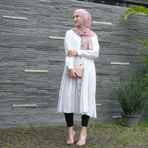 Ashila Tunik Premium - Atasan Wanita Rayon Twill Full Kancing Lengan Panjang Terlaris