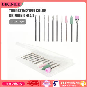 DECINIEE 10Pcs/Set Nail Drill Bits Ceramic Diamond Cuticle Efile Carbide Remover for Home Salon Acrylic Gel Nail Manicure Pedicure Tools