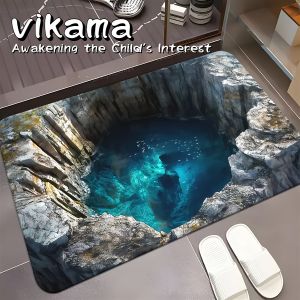 VIKAMA 3D non-slip bath mat super absorbent living room door rug quick-drying rug for camping picnic yoga home decorations