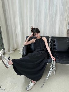 Lamb French Style Neck Hanging Top+ A-Line Skirt Loose Set Mountain Style Lazy Feeling High Waist Long A-Line Cotton Blend Skirt