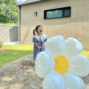 Large Happy Face Daisy Aluminum Foil Balloon Childrens 3rd Birthday Scene Decoration Outdoor Photography Props  Style