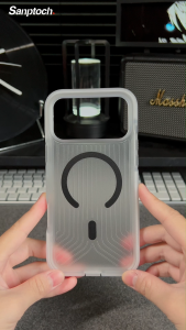 Sanptoch Ốp bảo vệ Thanh giảm chấn chống sốc cho iPhone 17 16 15 14 13 Pro Max sang trọng chính thức cho Magsafe Ốp chống sốc cho iPhone 17 Air 14 15 16 Plus Ốp kết cấu chống trượt cao cấp