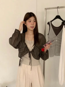 ZHILU | Drawstring Chiffon UV Protection Shirt Womens Summer New Fashion Asymmetric Lightweight Breathable