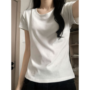 American Style Short Sleeve round Neck T-Shirt Women Summer Slim Fit Fashionable Casual Comfortable Cotton Top Design Sense