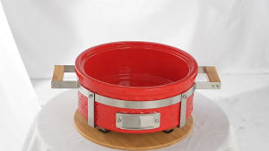 Deluxe Japanese Ceramic Hibachi Grill | Tabletop Yakiniku Yakitori BBQ (Red/Black)