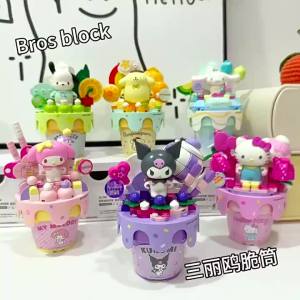 Keeppley | New Sanrio Building Block Toy Anime Figure Kuromi My Melody Hello kitty Ice Cream Cake Decoration Model Toys Fans Birthday Gifts