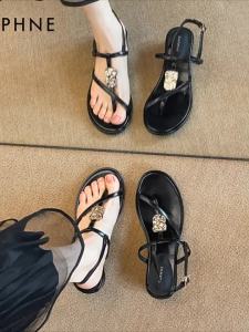 Daphne | Strap Ankle Roman Sandals Metal Buckle