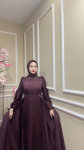 Gaun Azrina Model Terbaru 2025 dengan Maxmara Premium dan Rok Duyung - hijau Army Baju Payet Hitam Mutiara Casual burgundy maroon Panjang