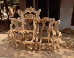 Sofa Tamu Kayu Jati 2 Kursi 2 Bangku Besar Kecil Dan Meja  Kwalitas Pasaran