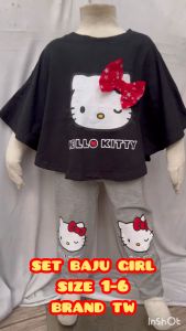 BAJU SET BUDAK PEREMPUAN TW SIZE 1-6 100% COTTON GIRLS CLOTHING SETS PYJAMAS BUDAK BAJU TIDUR BAJU JALAN GIRL