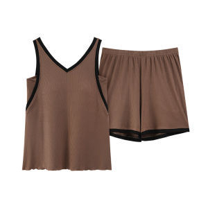 MiiOW | ชุดนอนผ้าไหมน้ำแข็งฤดูร้อนสำหรับผู้หญิง ชุดนอนแขนกุดพร้อมแผ่นเสริมหน้าอก ชุดนอนลำลอง ชุดนอนแบบสวมหัว ชุดนอนผ้าไหมน้ำแข็ง