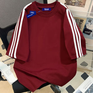 Wassupuosne American Retro Cotton T-Shirt Womens Original Heavyweight Short Sleeve Breathable Summer Casual Top