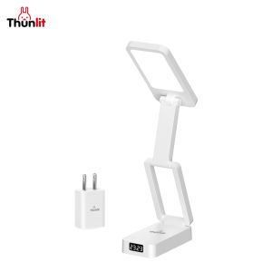 Thunlit Folding Study Lamp with Clock 5000mAh Rechargeable Portable Student Eye Protection Desk Lamp