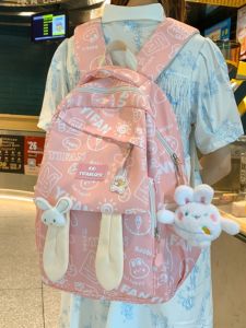 OUDENGPAI | Ultra-Light Soft Backpack For Primary School Girls Students School Bag With Double Straps Cartoon Print Nylon Material