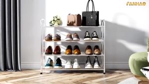 SPACEMADER 3/4/5 Tier Stainless Shoe Rack Shoe Cabinet Indoor Outdoor Student Dormitory Assembled Storage Rack