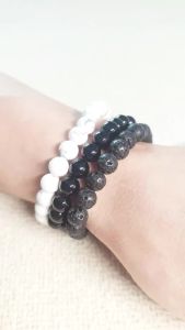 1pc Natural Beaded 8mm Bracelet Lovers Onyx Natural Stone Bead Men Black Onyx Lava Tiger Eye For Women/Men Jewelry