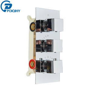Brushed Gold Thermostatic Shower Mixer Valve Brass 3-ways Mixer Valve Thermostate Control Valve Wall Concealed Shower Valve