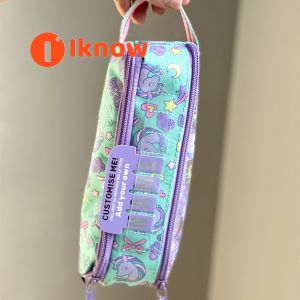 Tôi Biết smiggle Hộp bút chì hình kỳ lân với cửa sổ tên trong suốt-Hộp văn phòng phẩm có khóa kéo đa chức năng để lưu trữ im lặng
