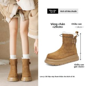 Agsdon | Giày Tuyết Giả Da Bò Vintage Nâu ấm áp