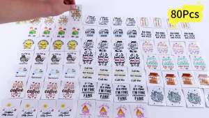 UV DTF Wrap Stickers - 80 Sheets Funny UV DTF Stickers for Motel Keychain Humorous UVDTF Wraps Duck Waterproof UV DTF Transfer Stickers for Hotel Keychain